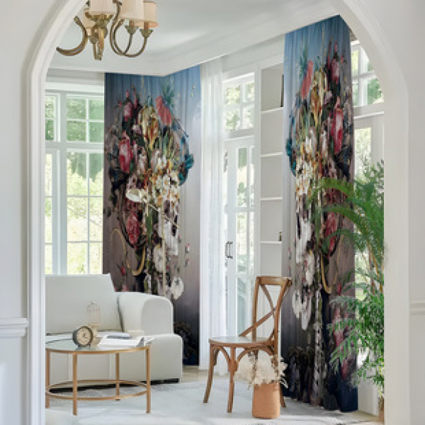 2PCS Flower Character Curtain Factory OEM 3D Digital Printing Cross border Amazon Curtain Hot Selling Pattern