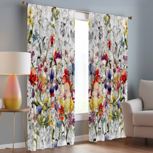 2PCS Flower Character Curtain Factory OEM 3D Digital Printing Cross border Amazon Curtain Hot Selling Pattern