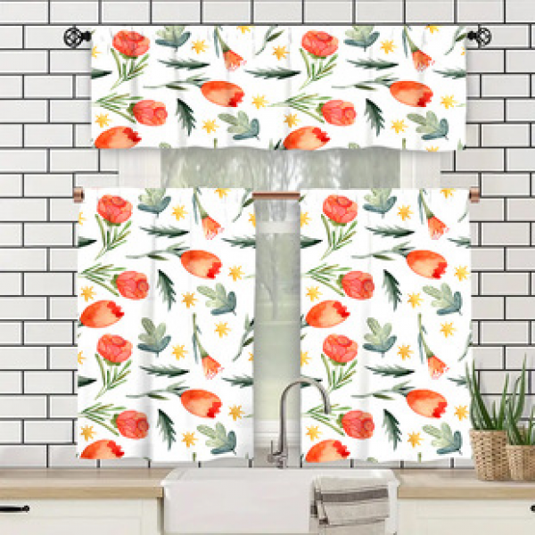Manufacturer provides direct supply to cross-border e-commerce platforms, digital printing flowers, kitchen small windows, boutique short curtains, and factory outsourcing