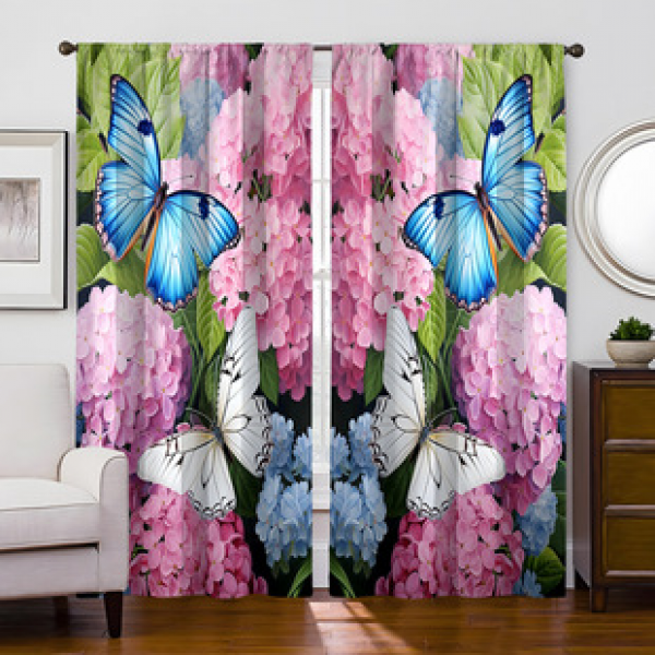 2PCS Flower Character Curtain Factory OEM 3D Digital Printing Cross border Amazon Curtain Hot Selling Pattern
