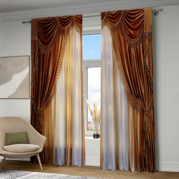 2PCS curtain factory distributes 3D digital printing cross-border Amazon curtain hot selling patterns