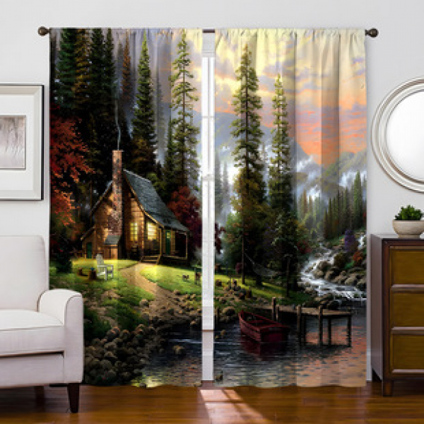2PCS Flower Character Curtain Factory OEM 3D Digital Printing Cross border Amazon Curtain Hot Selling Pattern
