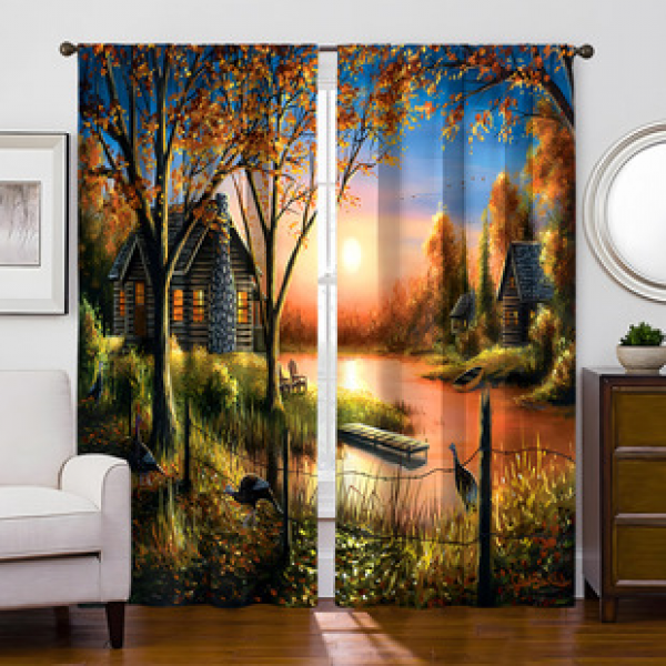 2PCS Flower Character Curtain Factory OEM 3D Digital Printing Cross border Amazon Curtain Hot Selling Pattern