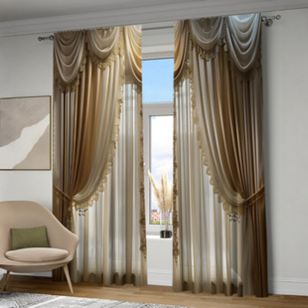 2PCS curtain factory distributes 3D digital printing cross-border Amazon curtain hot selling patterns