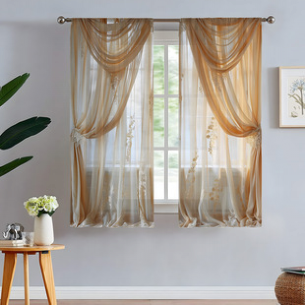 2pcs manufacturer supplies cross-border Amazon 3D digital printed fabric curtains and window screens