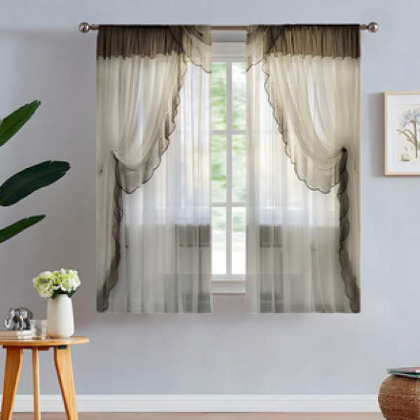 2pcs manufacturer supplies cross-border Amazon 3D digital printed fabric curtains and window screens