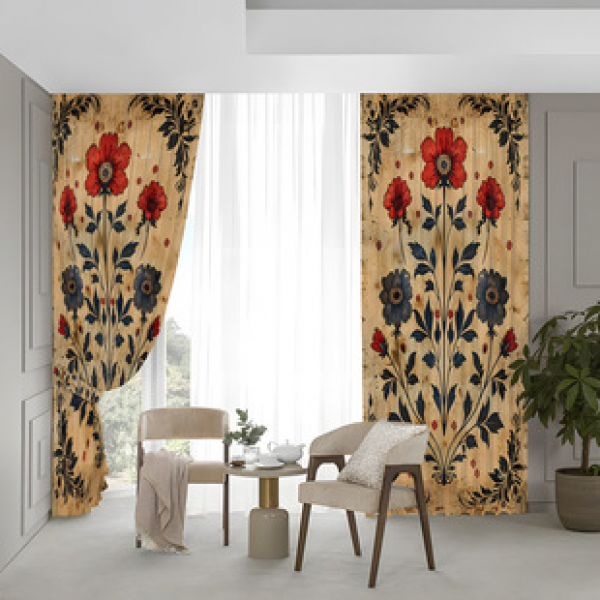 2PCS Flower Character Curtain Factory OEM 3D Digital Printing Cross border Amazon Curtain Hot Selling Pattern