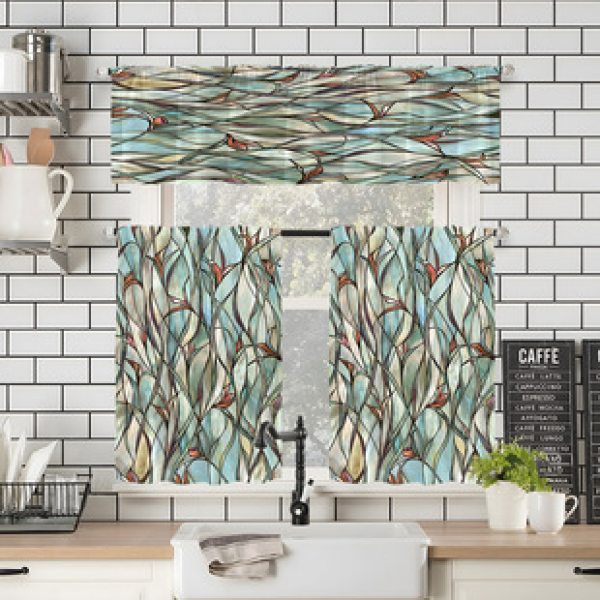 2pcs kitchen short curtain cartoon pattern cross-border hot selling factory direct supply 3D digital printing waterproof and oil resistant