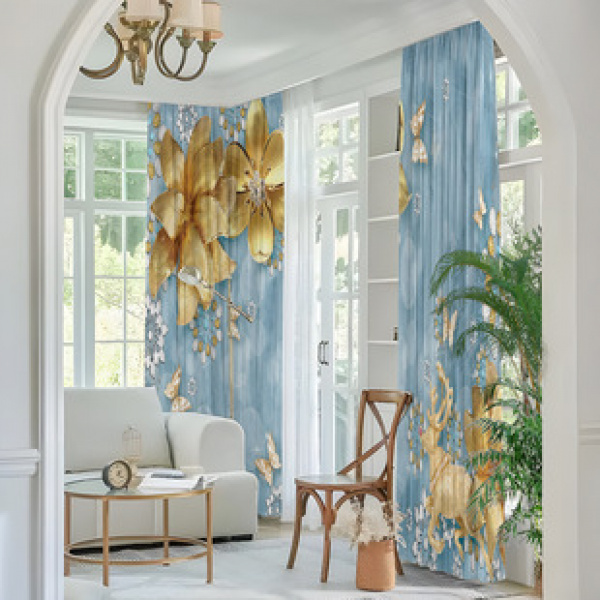 2PCS Flower Character Curtain Factory OEM 3D Digital Printing Cross border Amazon Curtain Hot Selling Pattern