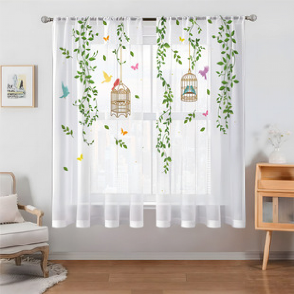 2pcs animal and plant manufacturers supply cross-border Amazon 3D digital printed fabric curtains and window screens