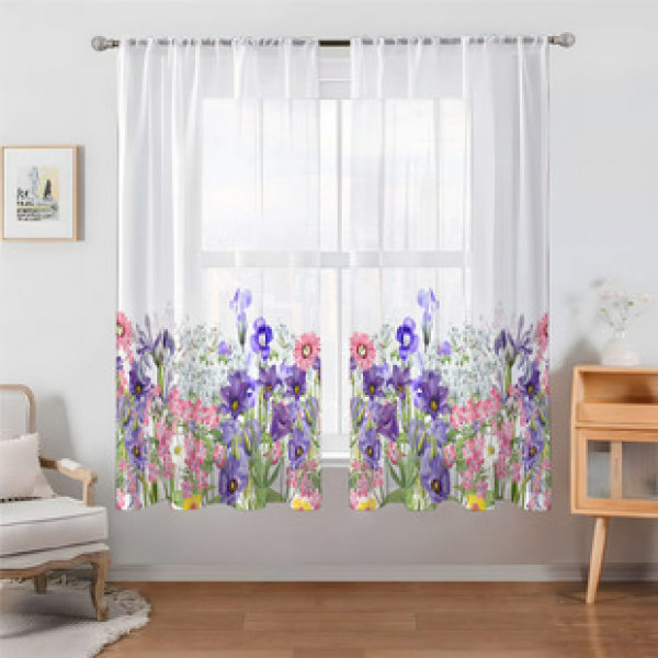 2pcs animal and plant manufacturers supply cross-border Amazon 3D digital printed fabric curtains and window screens