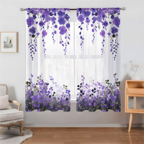 2pcs animal and plant manufacturers supply cross-border Amazon 3D digital printed fabric curtains and window screens