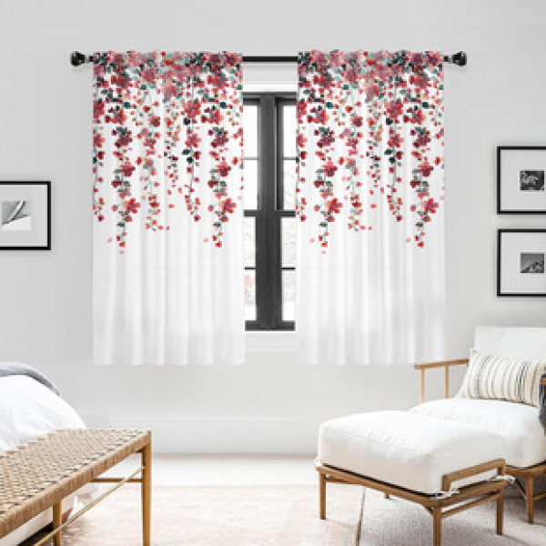 2pcs animal and plant manufacturers supply cross-border Amazon 3D digital printed fabric curtains and window screens