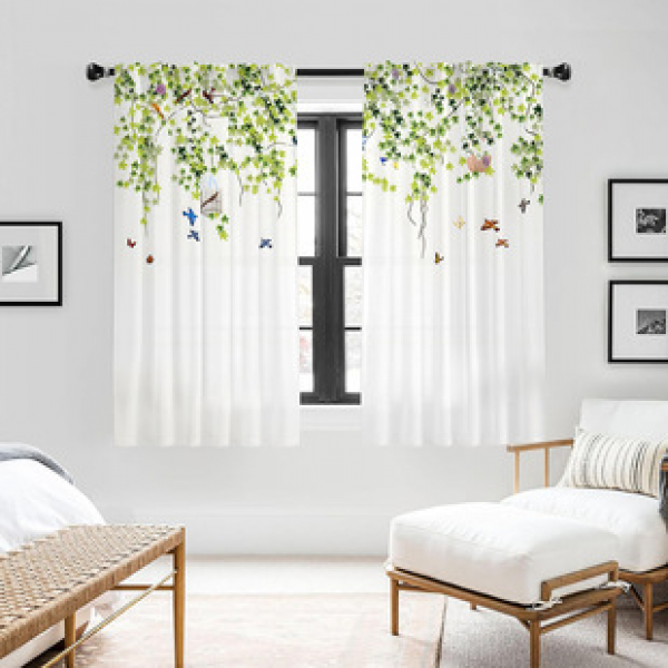 2pcs animal and plant manufacturers supply cross-border Amazon 3D digital printed fabric curtains and window screens