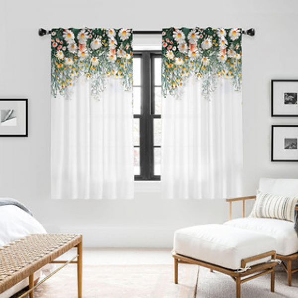 2pcs animal and plant manufacturers supply cross-border Amazon 3D digital printed fabric curtains and window screens