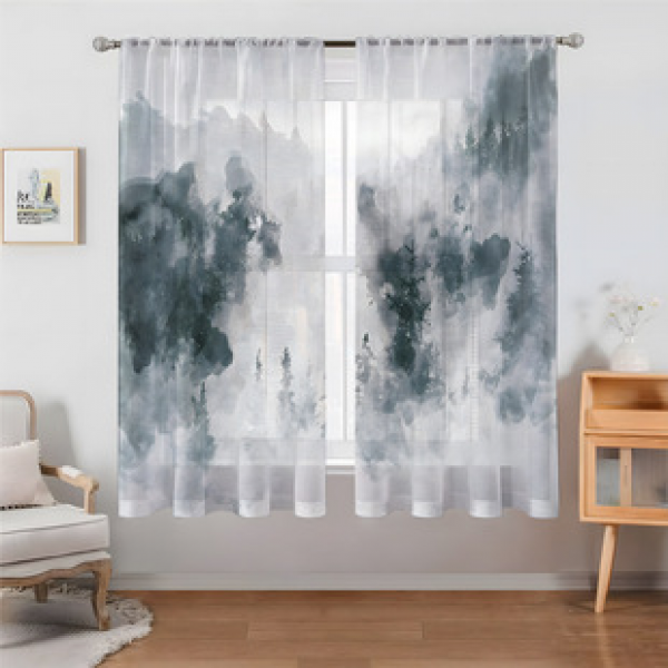 2pcs animal and plant manufacturers supply cross-border Amazon 3D digital printed fabric curtains and window screens