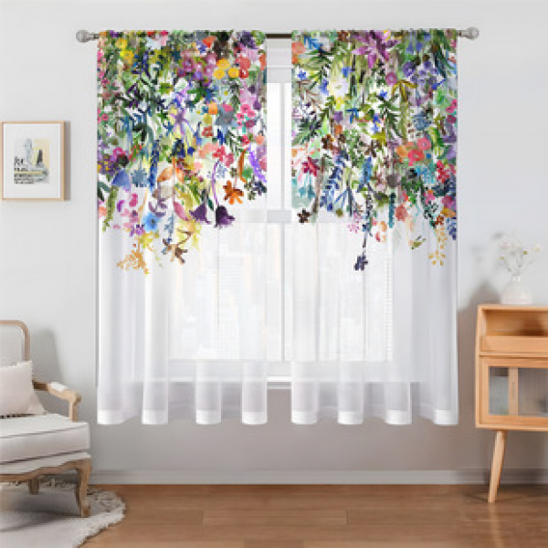 2pcs animal and plant manufacturers supply cross-border Amazon 3D digital printed fabric curtains and window screens