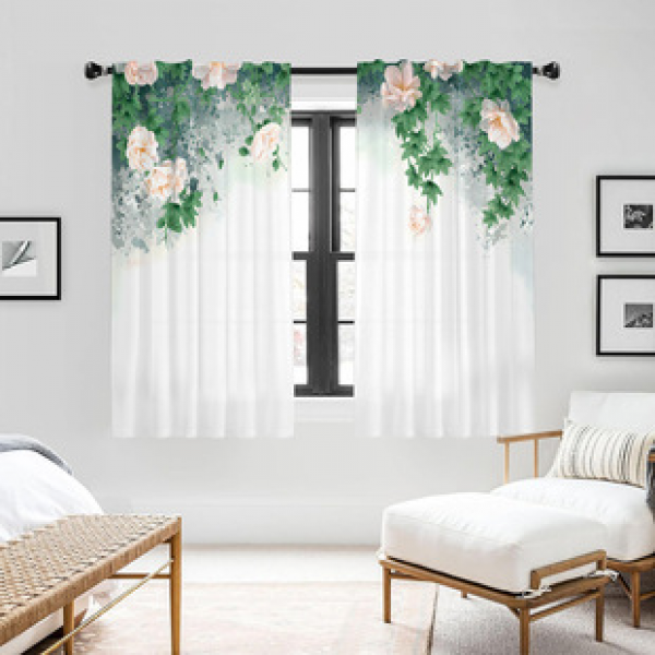 2pcs animal and plant manufacturers supply cross-border Amazon 3D digital printed fabric curtains and window screens