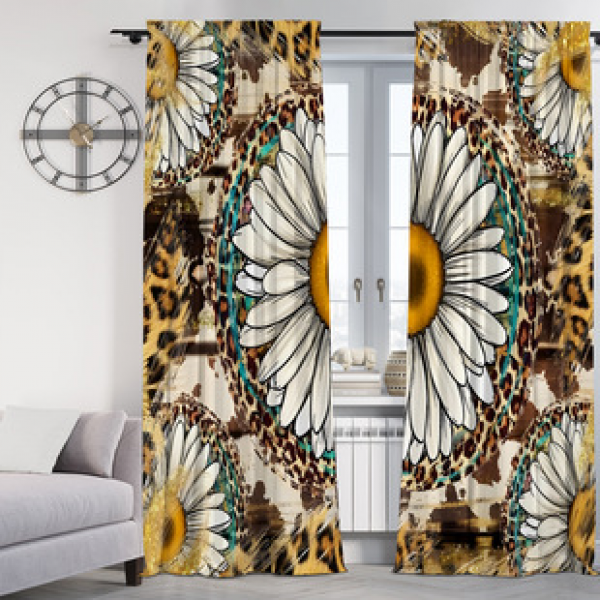 2PCS Flower Character Curtain Factory OEM 3D Digital Printing Cross border Amazon Curtain Hot Selling Pattern