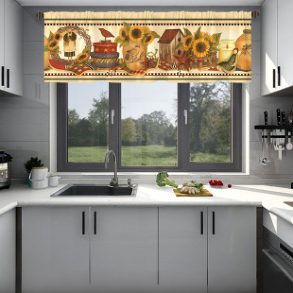 1pcs Kitchen Short Curtain Cartoon Pattern Cross border Hot Selling Factory Direct Supply 3D Digital Printing Waterproof and Oil proof