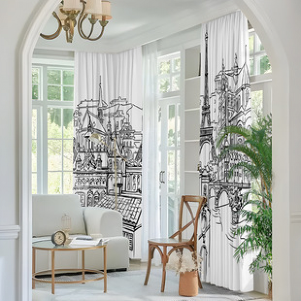 2PCS Flower Character Curtain Factory OEM 3D Digital Printing Cross border Amazon Curtain Hot Selling Pattern