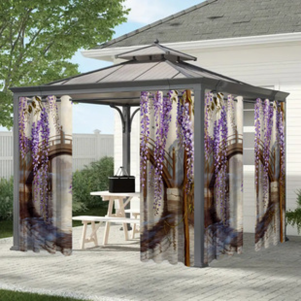 Cross border Foreign Trade Outdoor Waterproof Curtains and Window Screens Cross border Amazon Modern Pavilions Sunscreen Forest Series