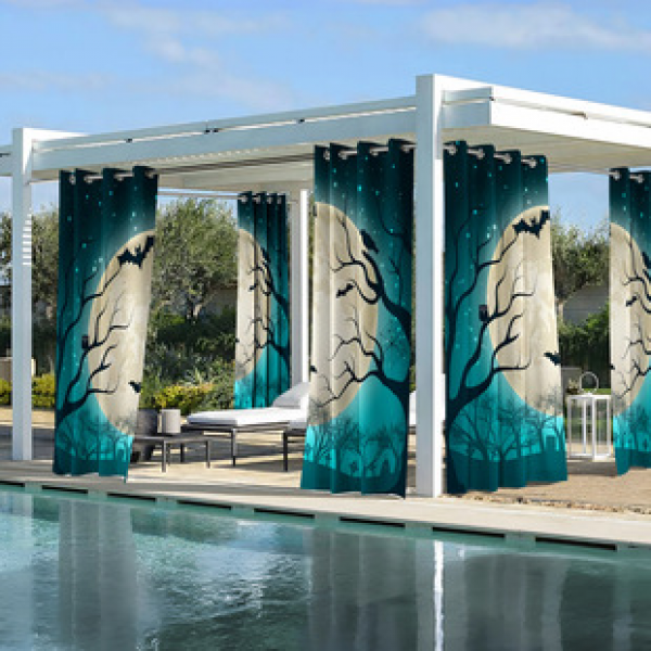 Cross border Foreign Trade Outdoor Waterproof Curtains and Window Screens Cross border Amazon Modern Pavilions Sunscreen Forest Series