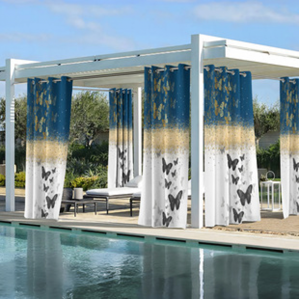 Cross border Foreign Trade Outdoor Waterproof Curtains and Window Screens Cross border Amazon Modern Pavilions Sunscreen Forest Series
