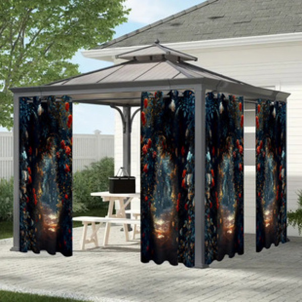 Cross border Foreign Trade Outdoor Waterproof Curtains and Window Screens Cross border Amazon Modern Pavilions Sunscreen Forest Series