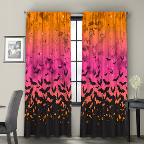 2PCS Halloween curtain factory distributes 3D digital printing cross-border Amazon curtain hot selling patterns
