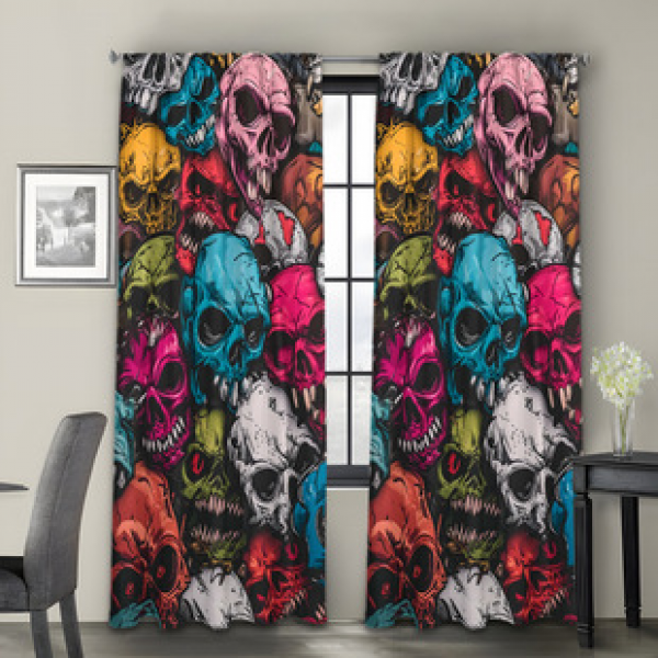 2PCS Halloween curtain factory distributes 3D digital printing cross-border Amazon curtain hot selling patterns