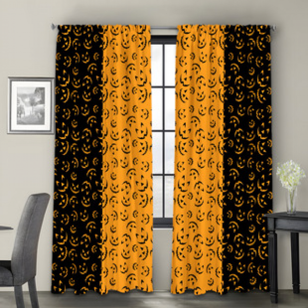 2PCS Halloween curtain factory distributes 3D digital printing cross-border Amazon curtain hot selling patterns