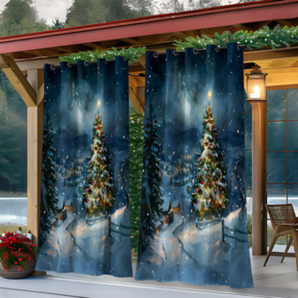 Cross border foreign trade outdoor waterproof curtains and window screens, cross-border Amazon Christmas sun shading and sun protection series