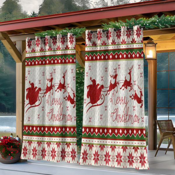 Cross border foreign trade outdoor waterproof curtains and window screens, cross-border Amazon Christmas sun shading and sun protection series