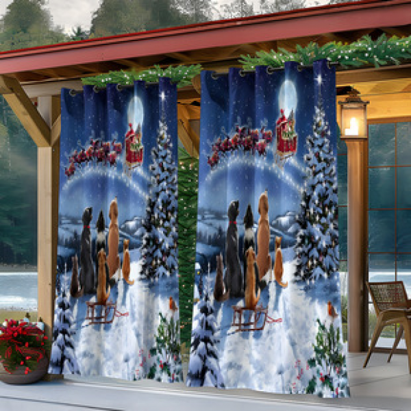 Cross border foreign trade outdoor waterproof curtains and window screens, cross-border Amazon Christmas sun shading and sun protection series