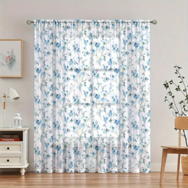 1pc new floral pattern window screen 3D digital printing manufacturer direct sales bedroom living room decoration pole through window screen