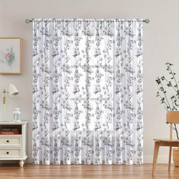 1pc new floral pattern window screen 3D digital printing manufacturer direct sales bedroom living room decoration pole through window screen