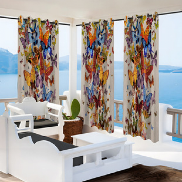 Cross border Foreign Trade Outdoor Waterproof Curtains and Window Screens Cross border Amazon Modern Pavilions Sunscreen Forest Series