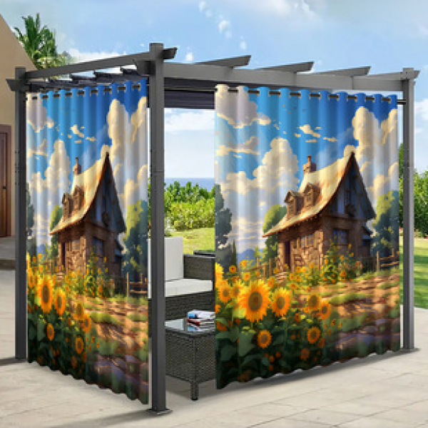 Cross border Foreign Trade Outdoor Waterproof Curtains and Window Screens Cross border Amazon Modern Pavilions Sunscreen Forest Series