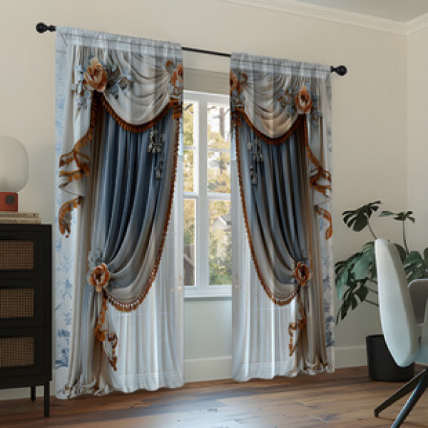 2PCS Flower Character Curtain Factory OEM 3D Digital Printing Cross border Amazon Curtain Hot Selling Pattern