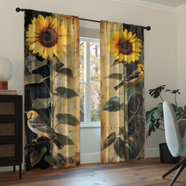 2PCS animal and plant scenery curtain factory distributes 3D digital printing cross-border Amazon curtains hot selling flowers