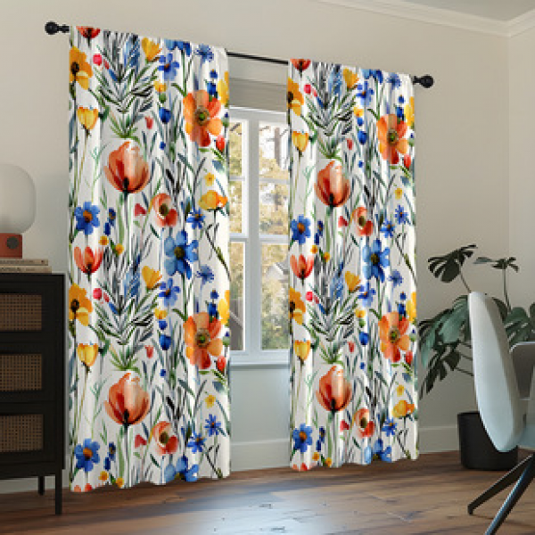 2PCS animal and plant scenery curtain factory distributes 3D digital printing cross-border Amazon curtains hot selling flowers