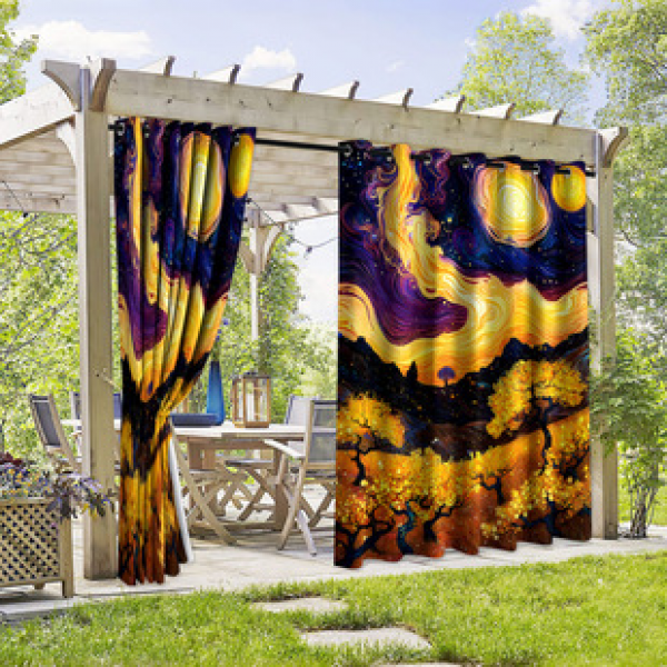 Cross border Foreign Trade Outdoor Waterproof Curtains and Window Screens Cross border Amazon Modern Pavilions Sunscreen Forest Series
