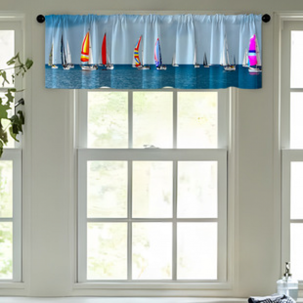 1PC multi-color pattern short curtain kitchen curtain half curtain cross-border small window decoration polyester cotton