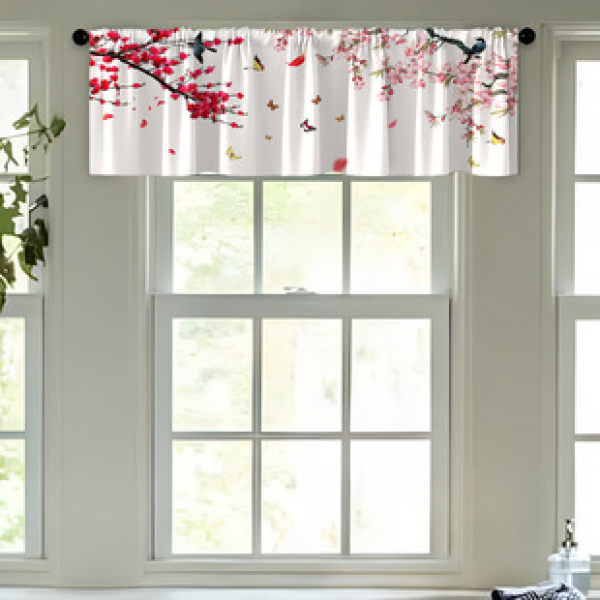 1PC multi-color pattern short curtain kitchen curtain half curtain cross-border small window decoration polyester cotton