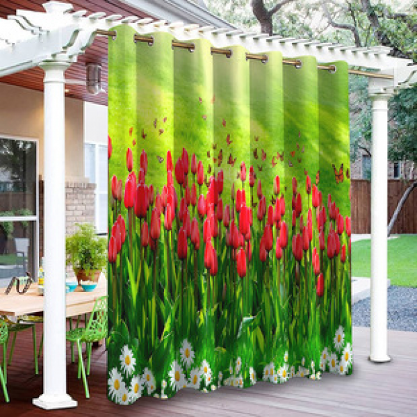 Cross border Foreign Trade Outdoor Waterproof Curtains and Window Screens Cross border Amazon Modern Pavilions Sunscreen Forest Series