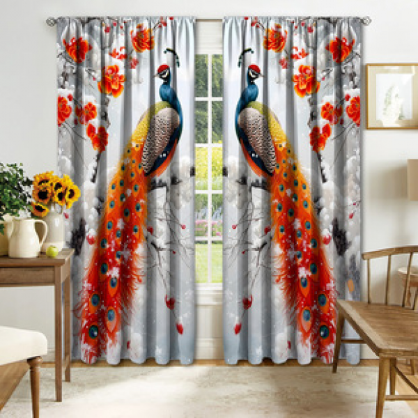 2PCS Flower Character Curtain Factory OEM 3D Digital Printing Cross border Amazon Curtain Hot Selling Pattern