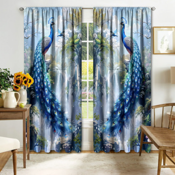 2PCS Flower Character Curtain Factory OEM 3D Digital Printing Cross border Amazon Curtain Hot Selling Pattern