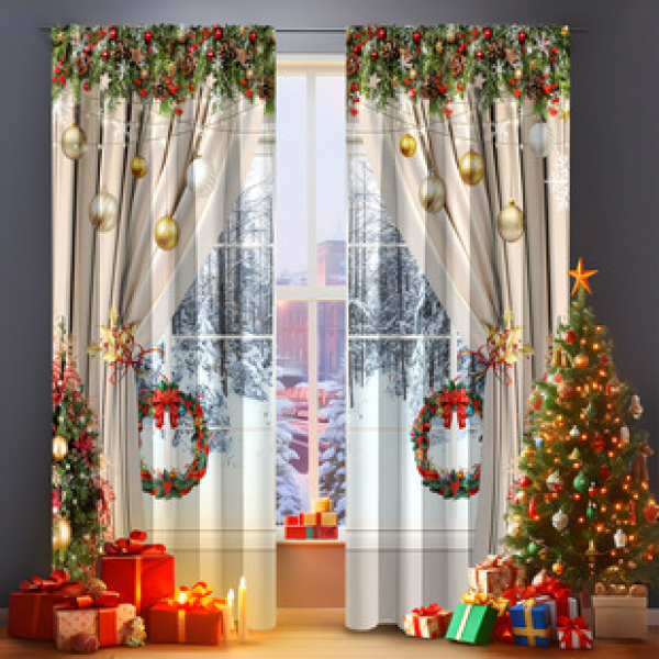 2PCS curtain factory distributes 3D digital printing cross-border Amazon curtain hot selling patterns