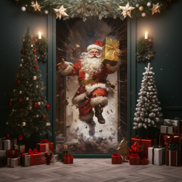 Cross border hot selling door curtain Christmas style